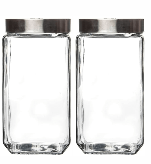 Roxx Glass Trigo Storage Jar With Lid Set of 2 Pieces 2250ml - Image 2